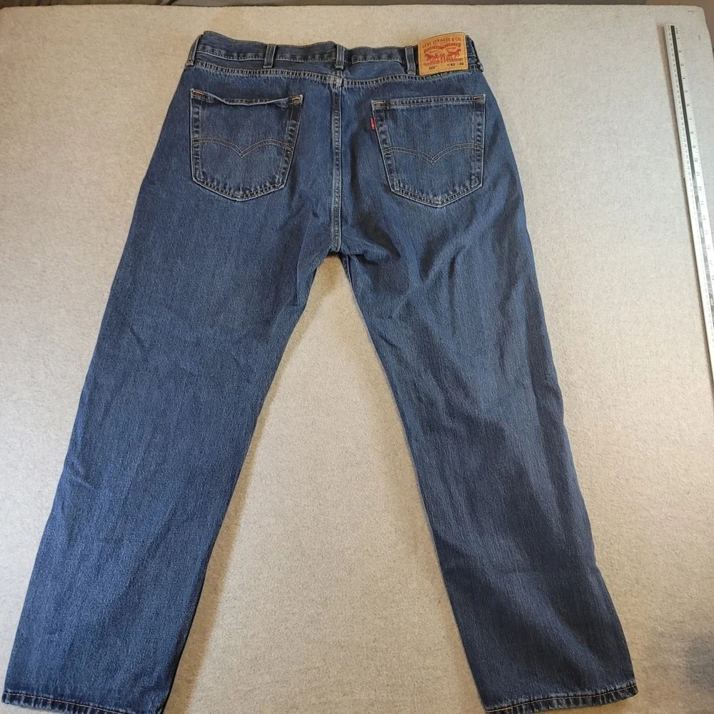 Levis 505 Regular Fit Straight Leg Jeans Mens 40x30 Medium Wash Blue Denim